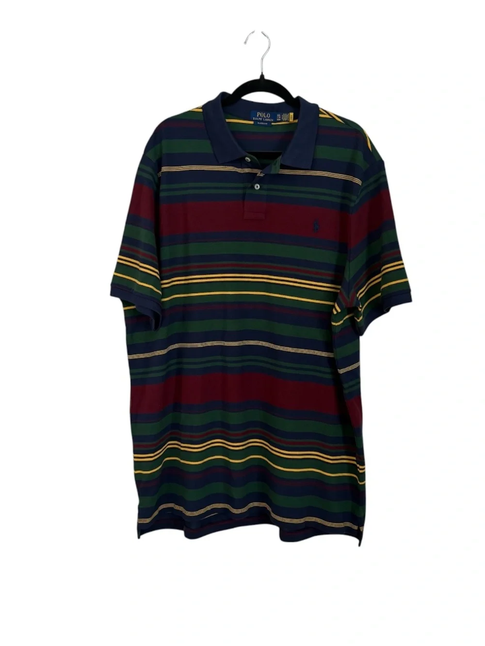 Polo Ralph Lauren Classic Fit Men’s Navy Striped Short Sleeve Polo Sz XXL GUC